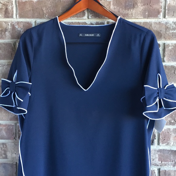 NWT Zara Navy Shift Dress - Picture 2 of 8